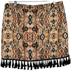 Shein Curve Women's 4XL Tassel Fringe Style Orange Brown Black Cream‎ Boho Skirt